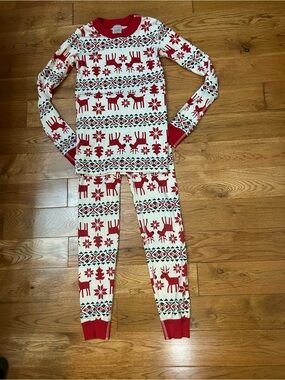 Hanna Andersson Christmas Reindeer Fair Isle Pajamas Size 10 Organic Cotton